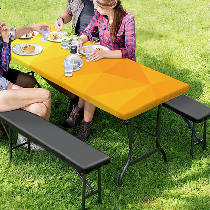Yellow Polygonal Geometric Print Picnic Table Cover