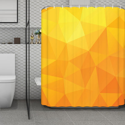 Yellow Polygonal Geometric Print Polyester Shower Curtain