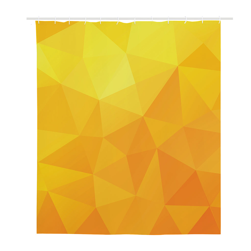 Yellow Polygonal Geometric Print Polyester Shower Curtain