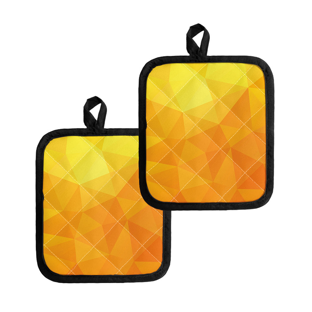 Yellow Polygonal Geometric Print Pot Holders