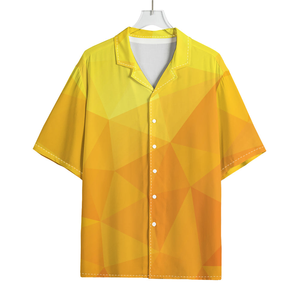 Yellow Polygonal Geometric Print Rayon Hawaiian Shirt