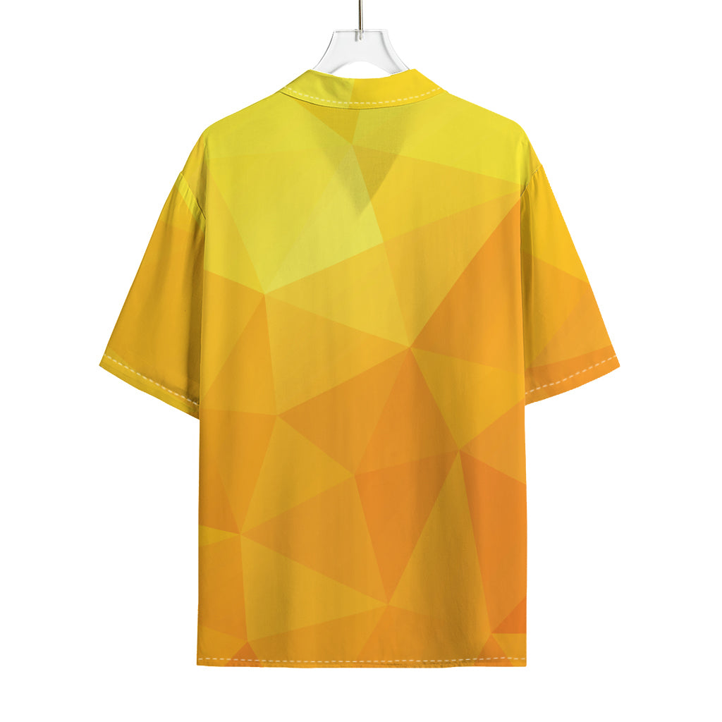 Yellow Polygonal Geometric Print Rayon Hawaiian Shirt