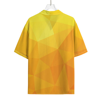 Yellow Polygonal Geometric Print Rayon Hawaiian Shirt