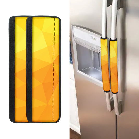 Yellow Polygonal Geometric Print Refrigerator Handle Covers