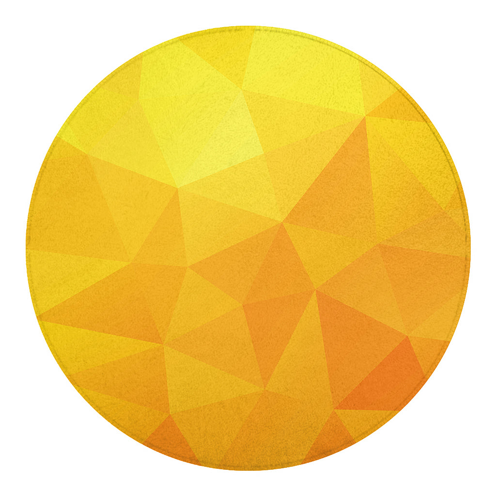 Yellow Polygonal Geometric Print Round Blanket