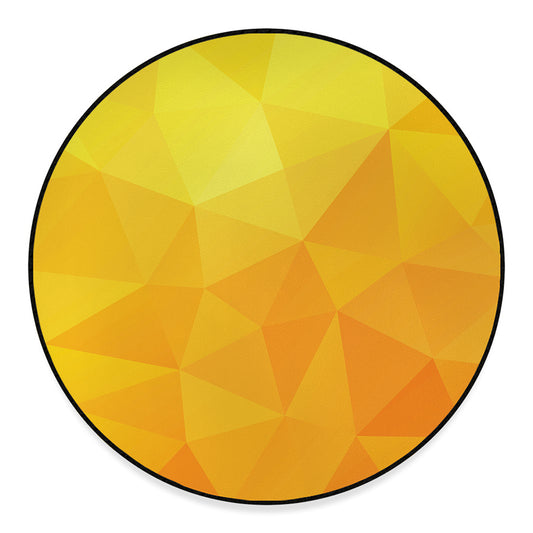 Yellow Polygonal Geometric Print Round Floor Mat