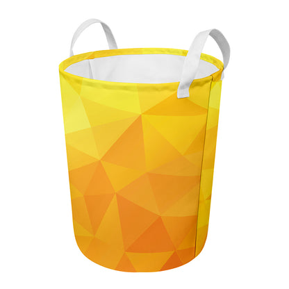 Yellow Polygonal Geometric Print Round Laundry Basket
