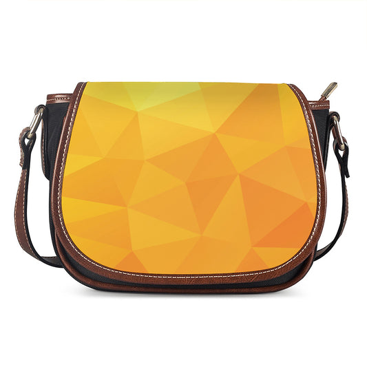 Yellow Polygonal Geometric Print Saddle Bag