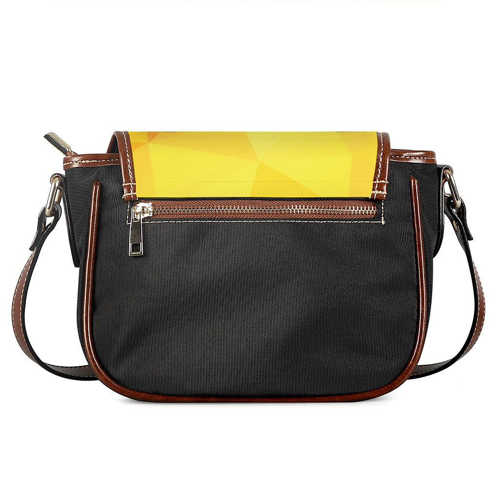Yellow Polygonal Geometric Print Saddle Bag