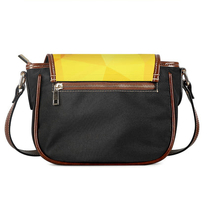Yellow Polygonal Geometric Print Saddle Bag