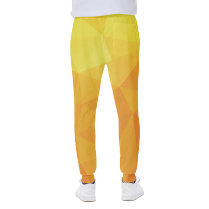 Yellow Polygonal Geometric Print Scuba Joggers