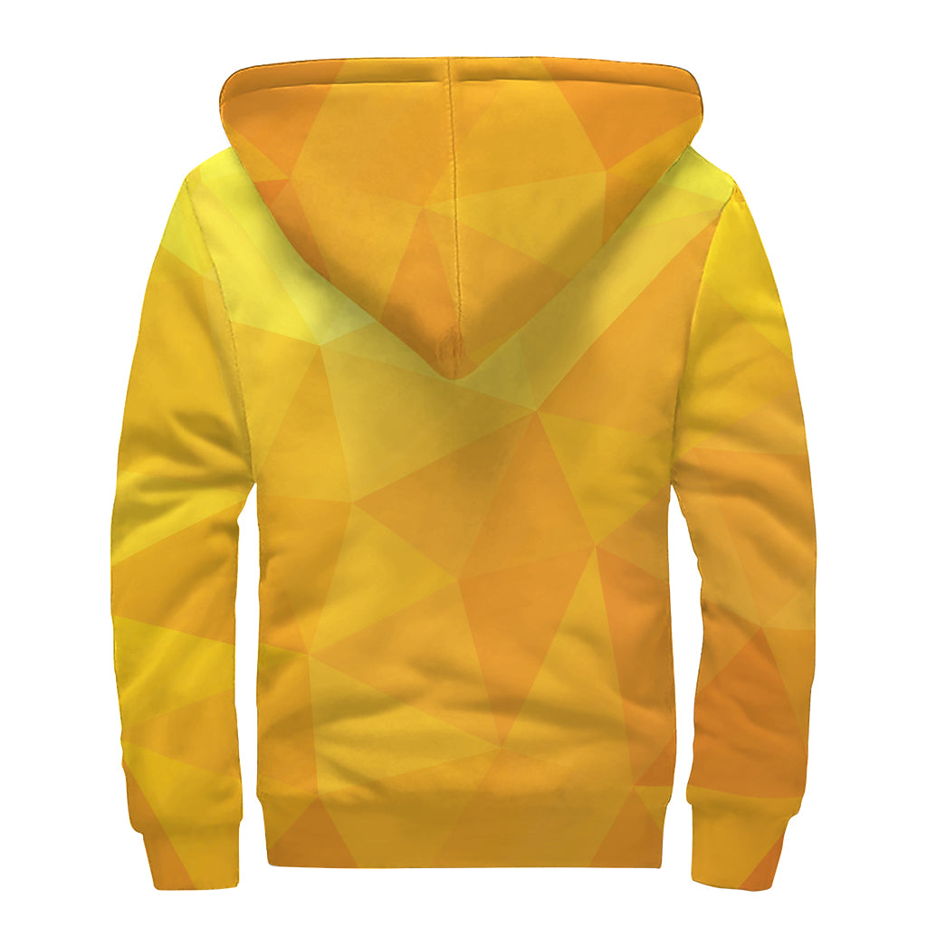 Yellow Polygonal Geometric Print Sherpa Lined Zip Up Hoodie