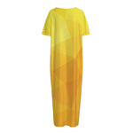 Yellow Polygonal Geometric Print Short Sleeve Long Nightdress