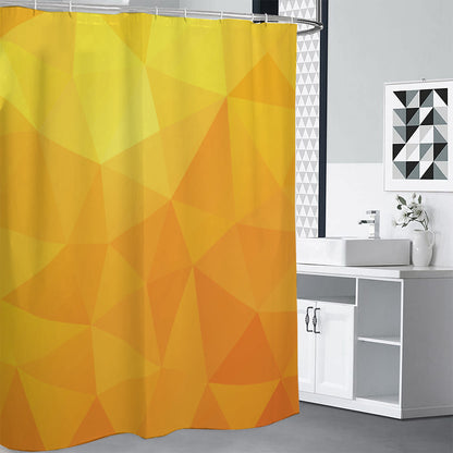 Yellow Polygonal Geometric Print Shower Curtain