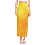 Yellow Polygonal Geometric Print Side Slit Maxi Skirt