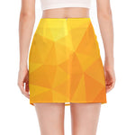Yellow Polygonal Geometric Print Side Slit Mini Skirt