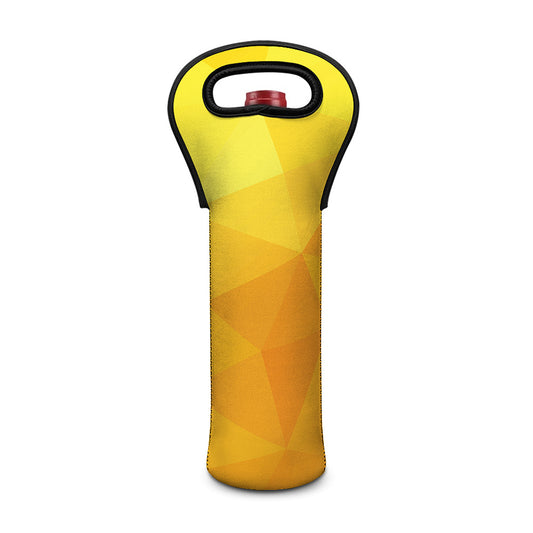 Yellow Polygonal Geometric Print Single Neoprene Wine Tote