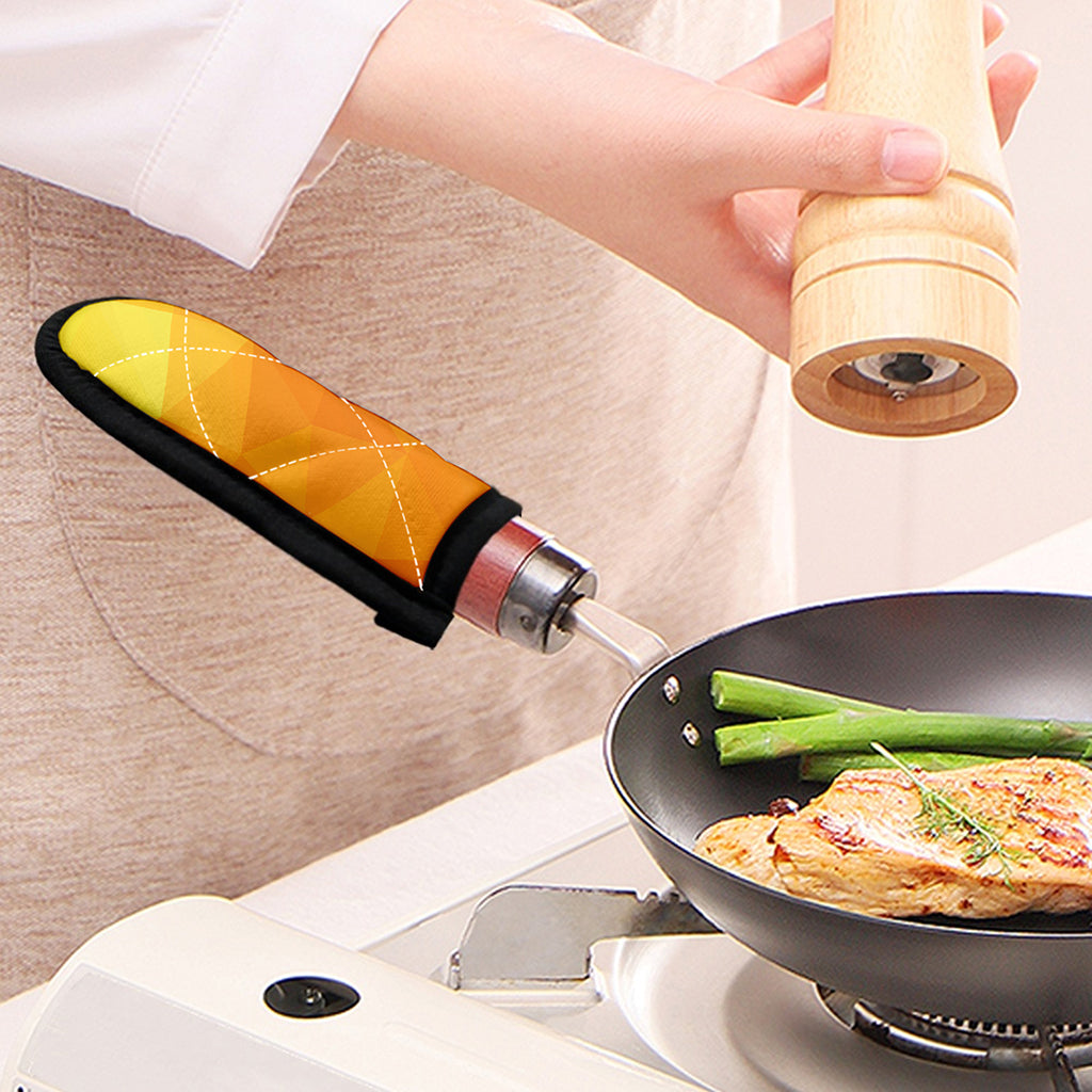 Yellow Polygonal Geometric Print Skillet Handle Cover