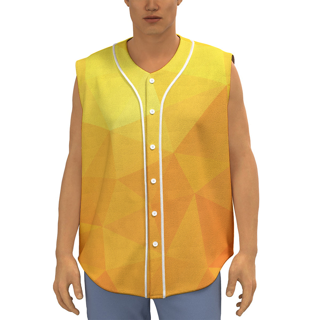 Yellow Polygonal Geometric Print Sleeveless Baseball Jersey