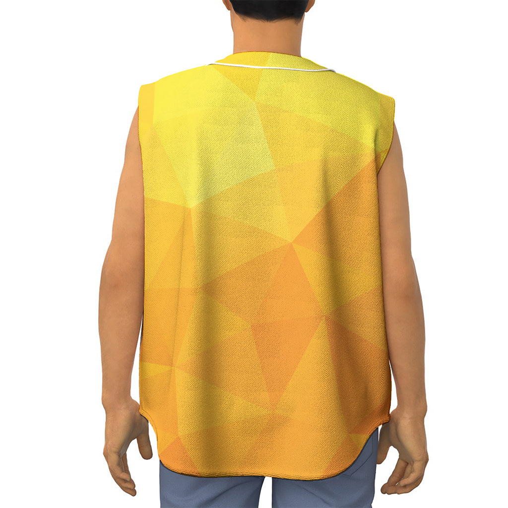 Yellow Polygonal Geometric Print Sleeveless Baseball Jersey
