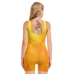 Yellow Polygonal Geometric Print Sleeveless One Piece Swimsuit