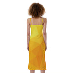 Yellow Polygonal Geometric Print Slim Fit Midi Cami Dress