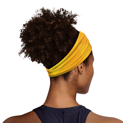 Yellow Polygonal Geometric Print Sports Headband