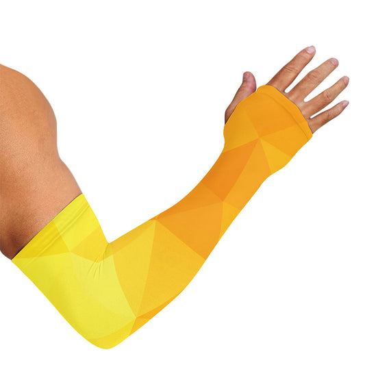 Yellow Polygonal Geometric Print Sun Protection Arm Sleeves