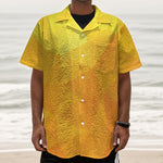 Yellow Polygonal Geometric Print Textured Short Sleeve Shirt