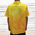 Yellow Polygonal Geometric Print Textured Short Sleeve Shirt
