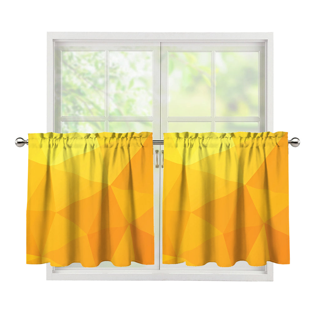 Yellow Polygonal Geometric Print Tier Curtains