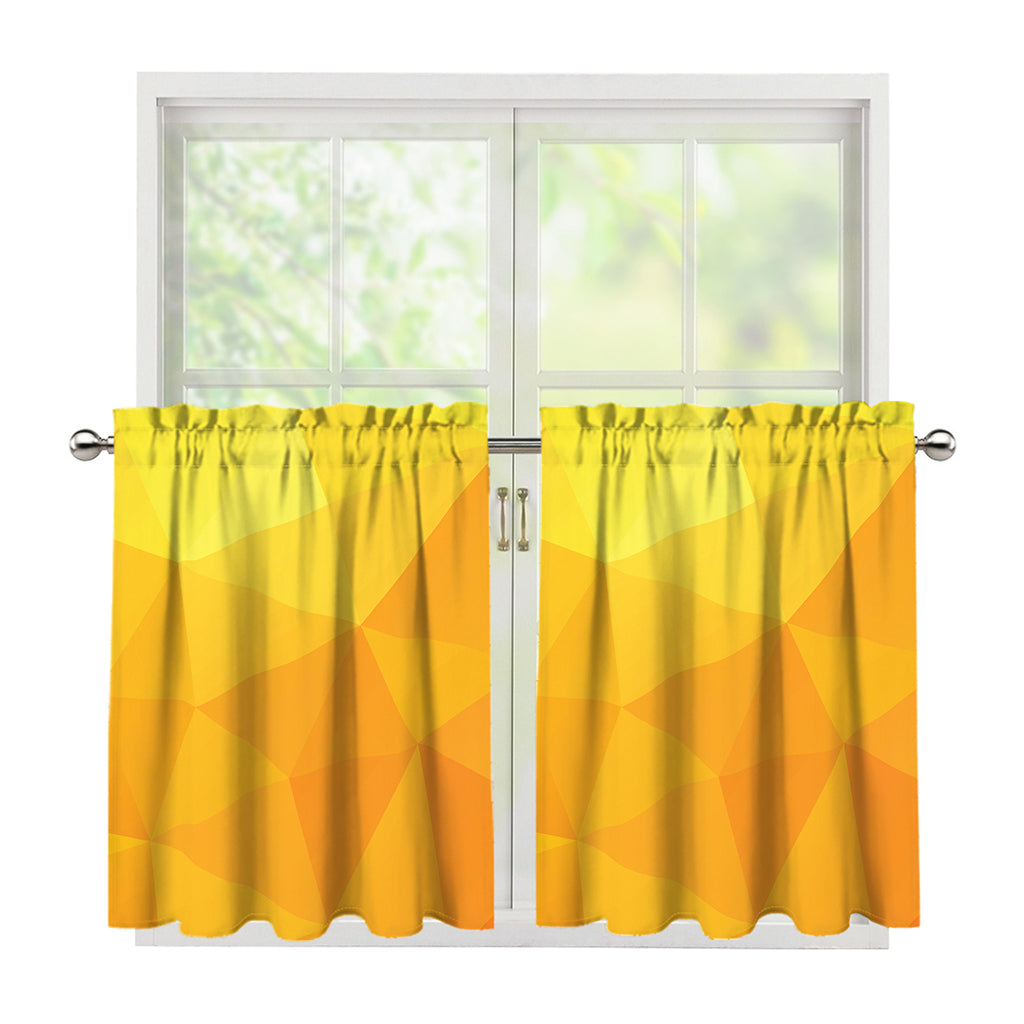 Yellow Polygonal Geometric Print Tier Curtains