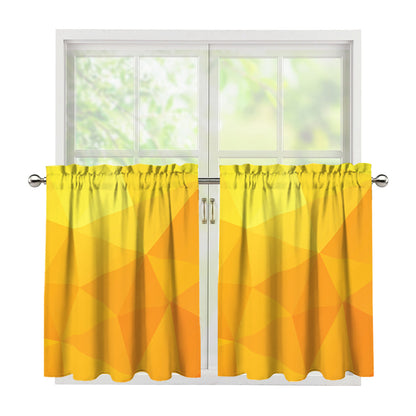 Yellow Polygonal Geometric Print Tier Curtains