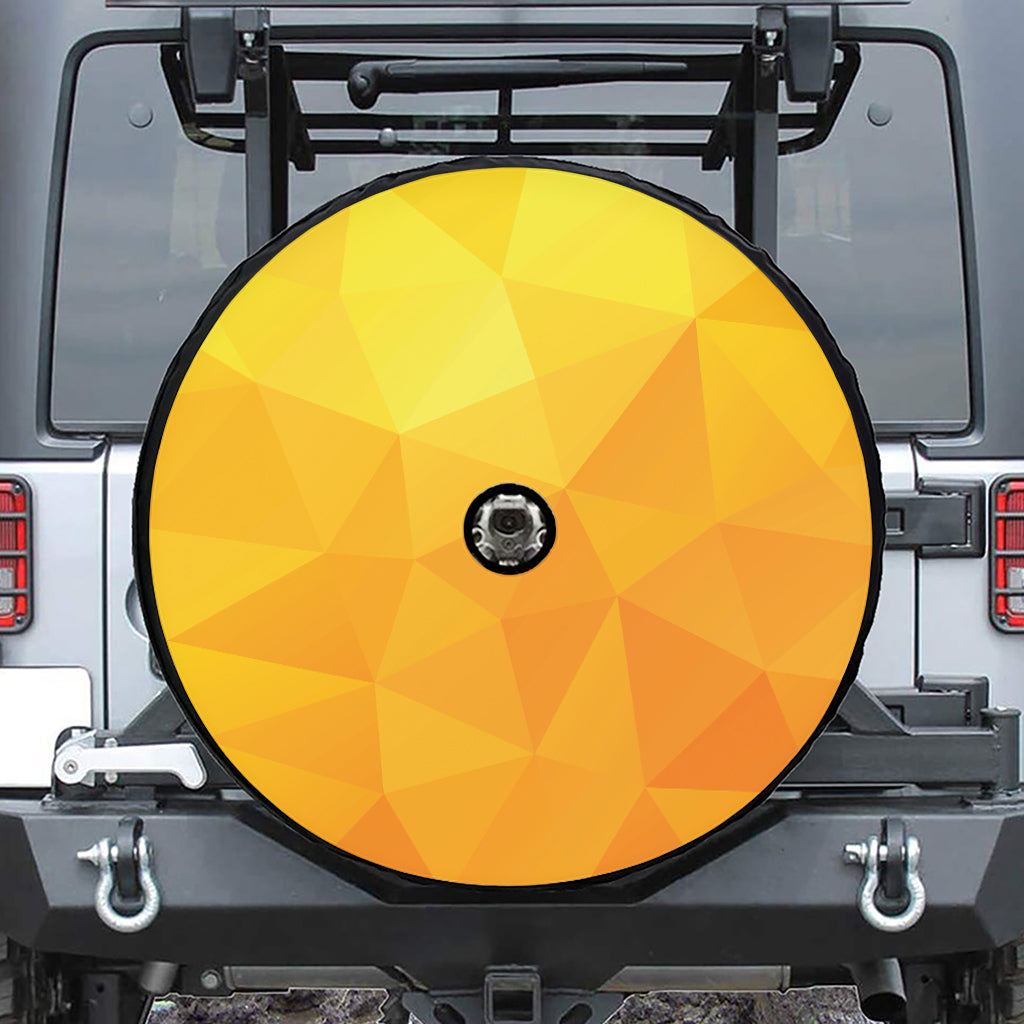 Yellow Polygonal Geometric Print Tire Cover With Camera Hole