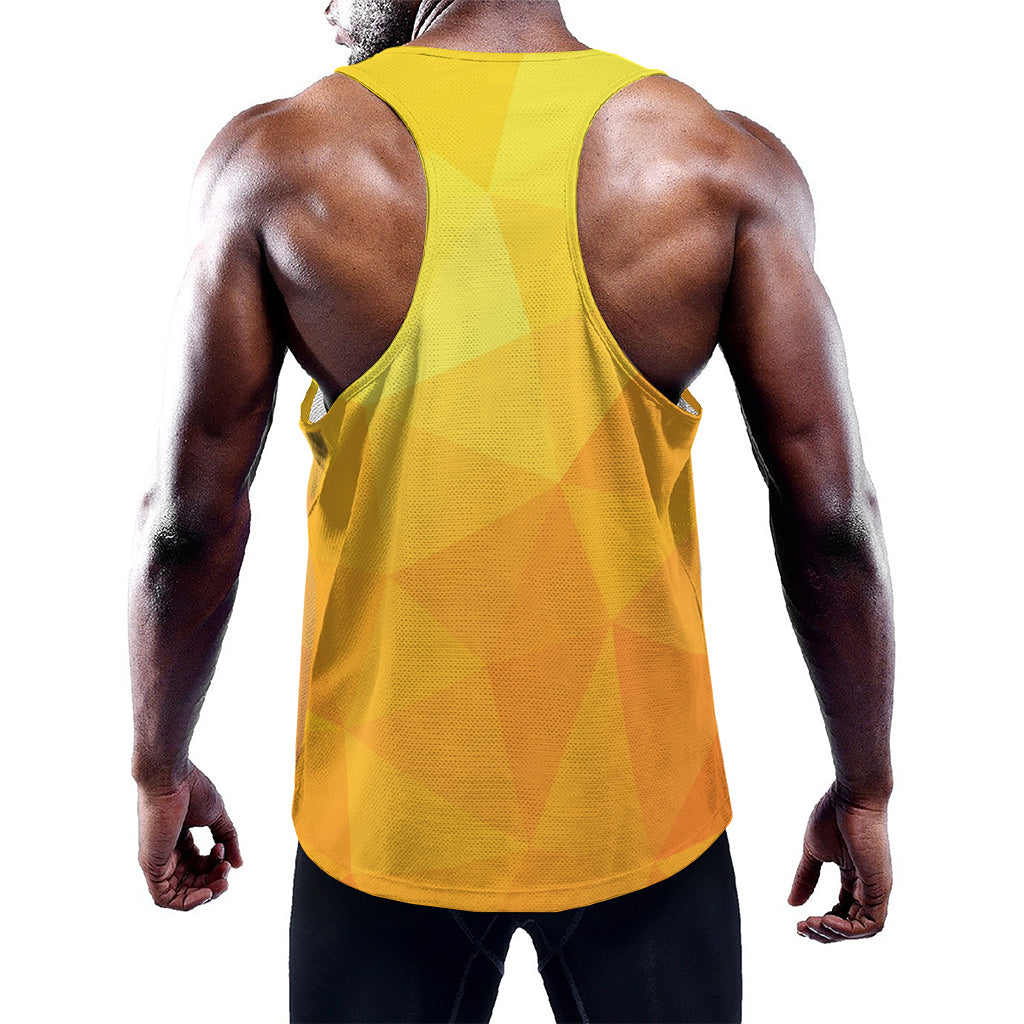 Yellow Polygonal Geometric Print Training Tank Top