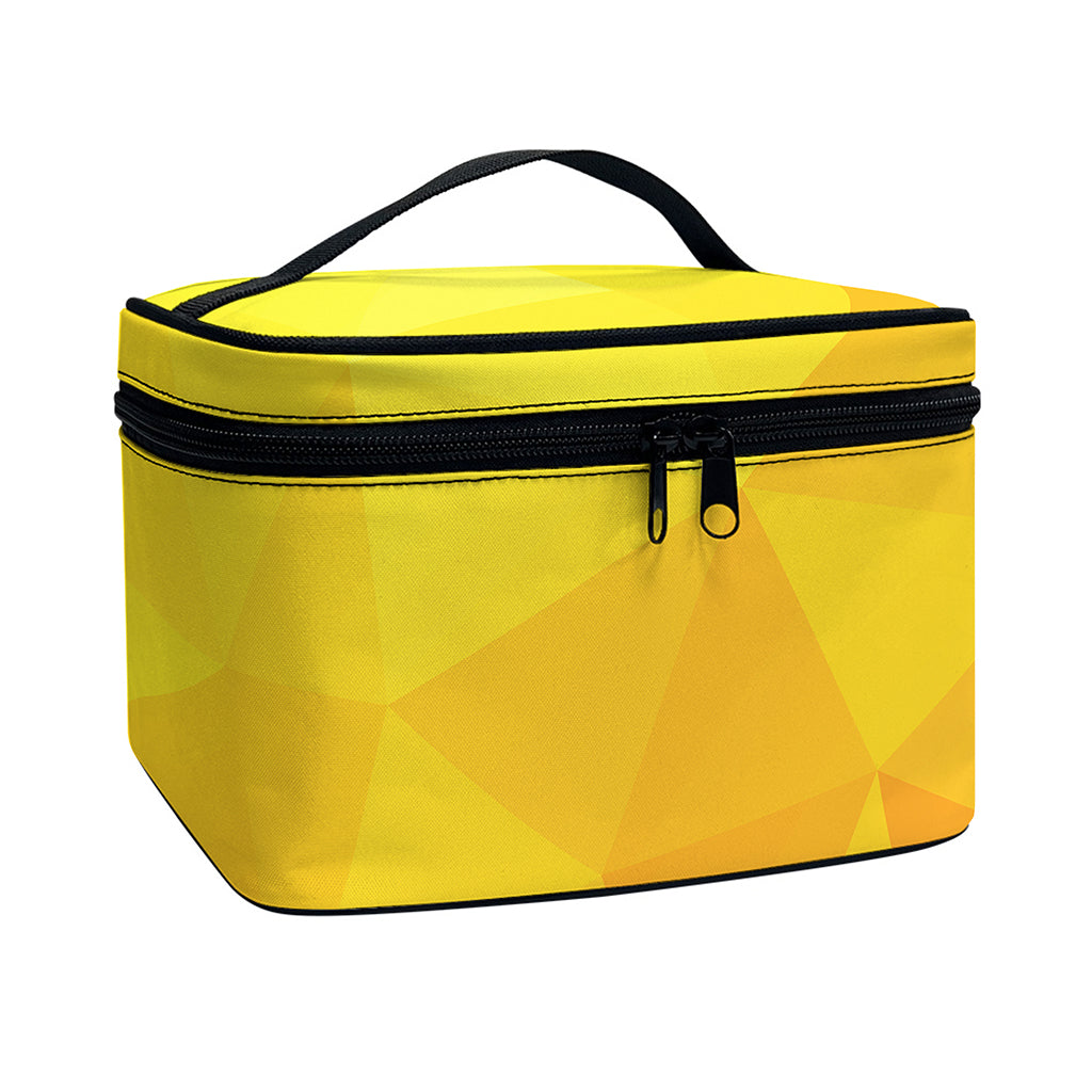 Yellow Polygonal Geometric Print Travel Makeup Bag