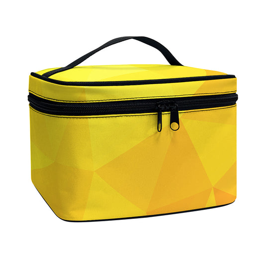 Yellow Polygonal Geometric Print Travel Makeup Bag
