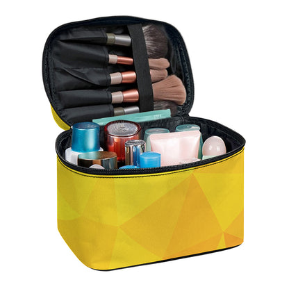 Yellow Polygonal Geometric Print Travel Makeup Bag