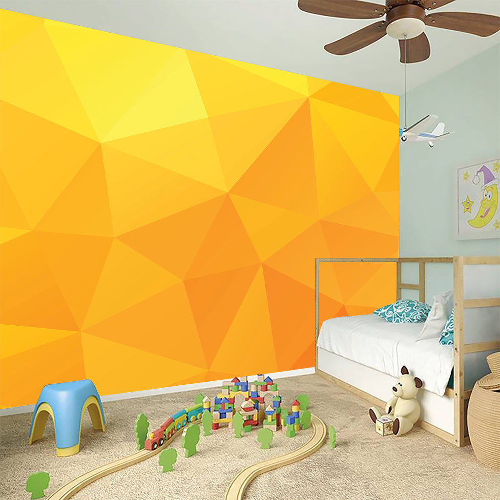 Yellow Polygonal Geometric Print Wall Sticker