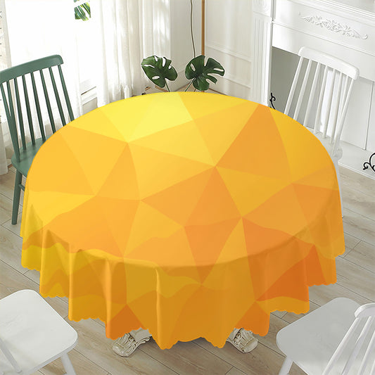 Yellow Polygonal Geometric Print Waterproof Round Tablecloth