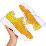 Yellow Polygonal Geometric Print White Chunky Shoes