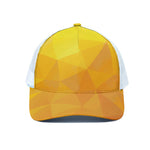 Yellow Polygonal Geometric Print White Mesh Trucker Cap