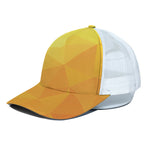 Yellow Polygonal Geometric Print White Mesh Trucker Cap