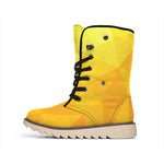 Yellow Polygonal Geometric Print Winter Boots