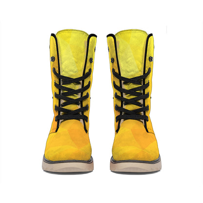 Yellow Polygonal Geometric Print Winter Boots