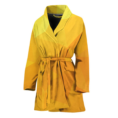 Yellow Polygonal Geometric Print Women's Bathrobe