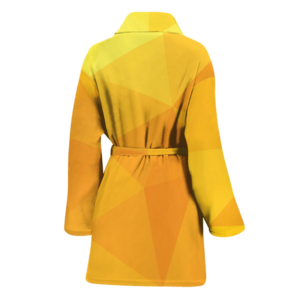 Yellow Polygonal Geometric Print Women's Bathrobe