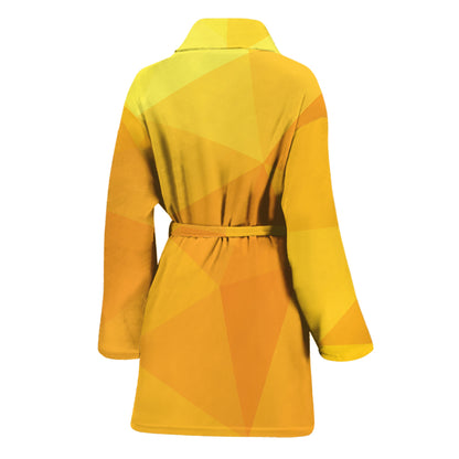 Yellow Polygonal Geometric Print Women's Bathrobe