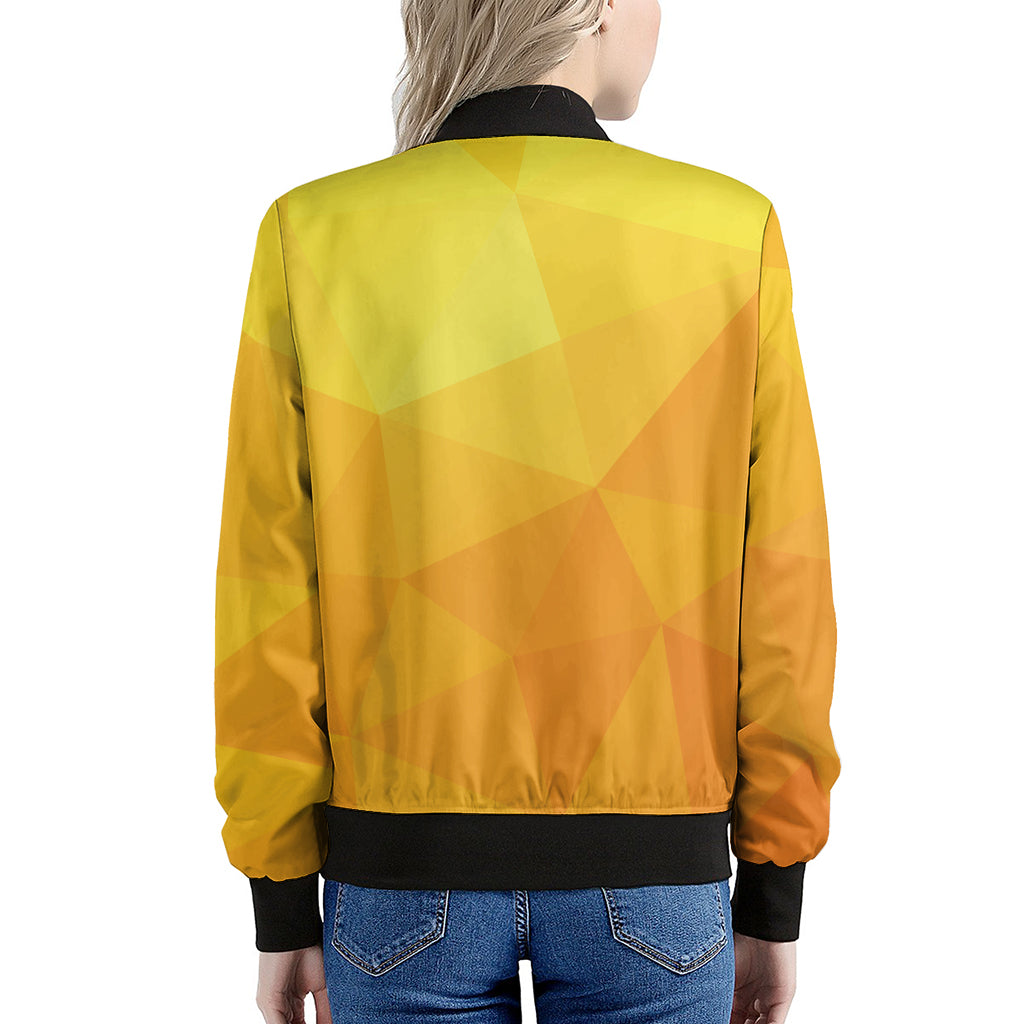 Yellow Polygonal Geometric Print Women's Bomber Jacket