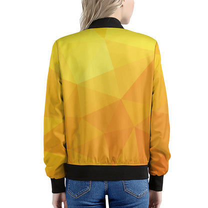 Yellow Polygonal Geometric Print Women's Bomber Jacket